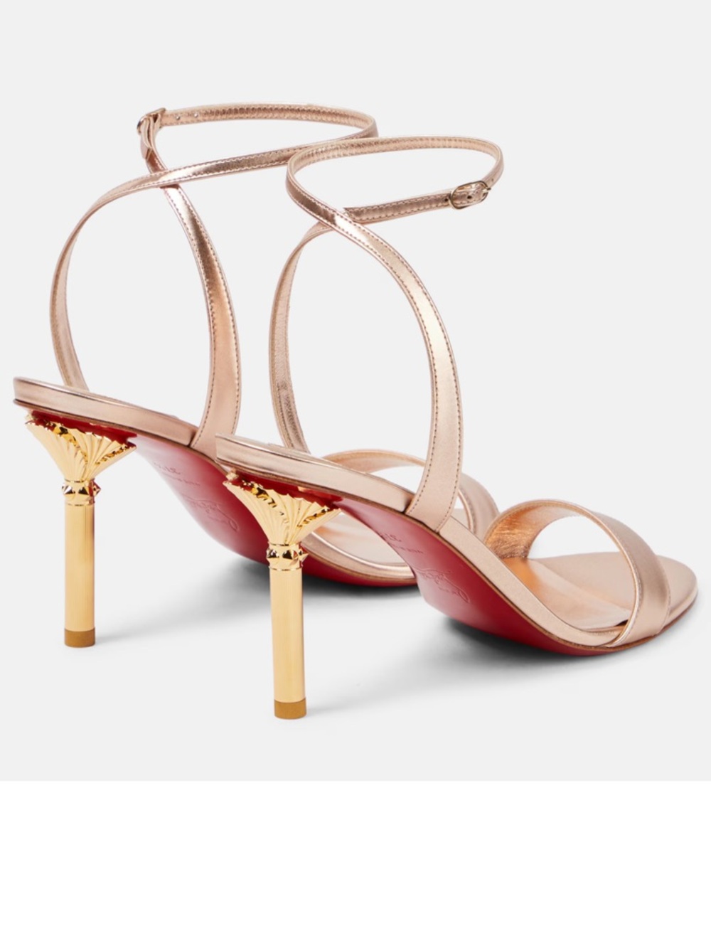 Christian Louboutin 85mm MascaSandal Leather Leche / Gold Sandal Size 39 - Picture 2 of 7